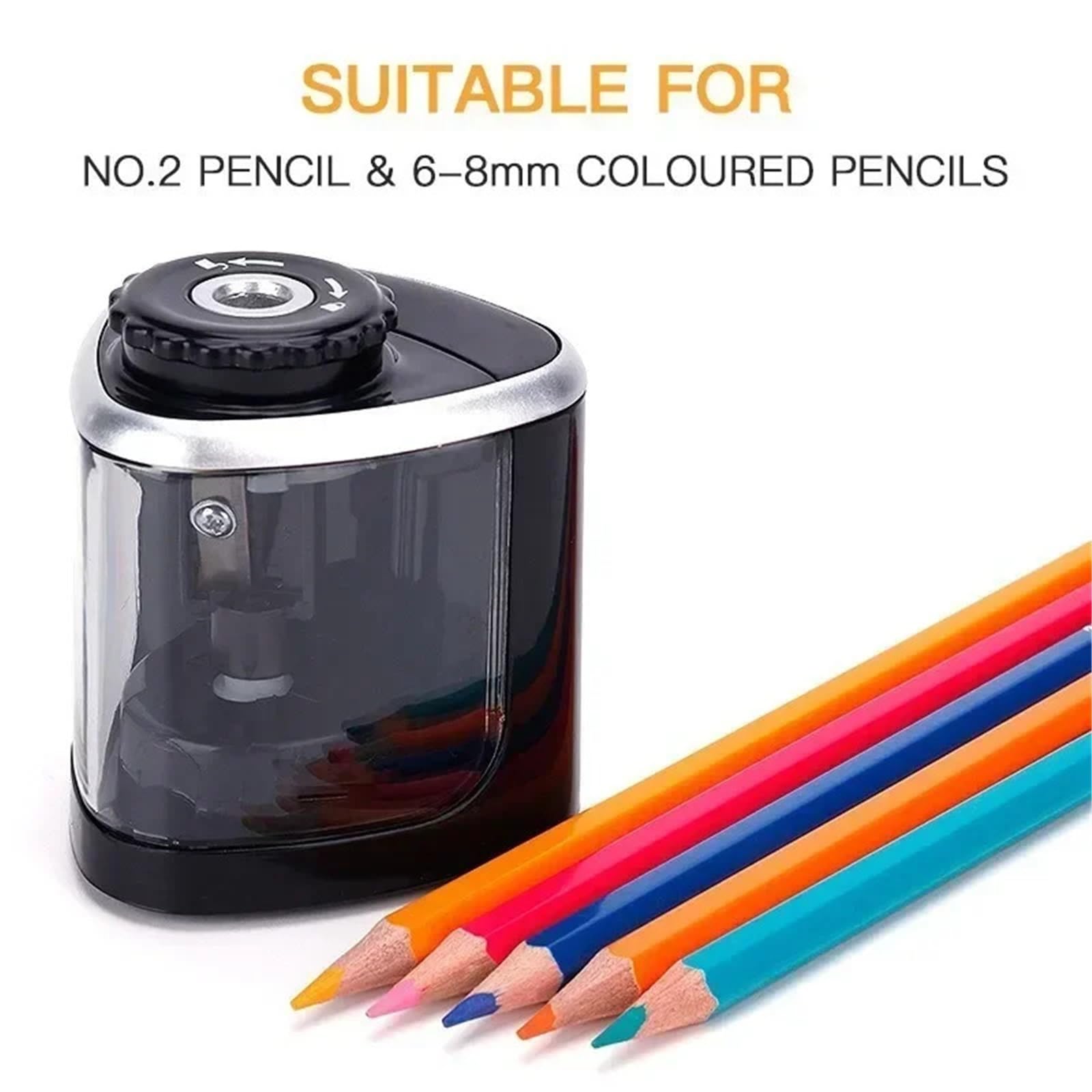 Sacapuntas eléctrico Sacapuntas automático de Escritorio Adecuado for lápices for Estudiantes Papelería de Oficina Escolar(Negro-1)(Pink -1)