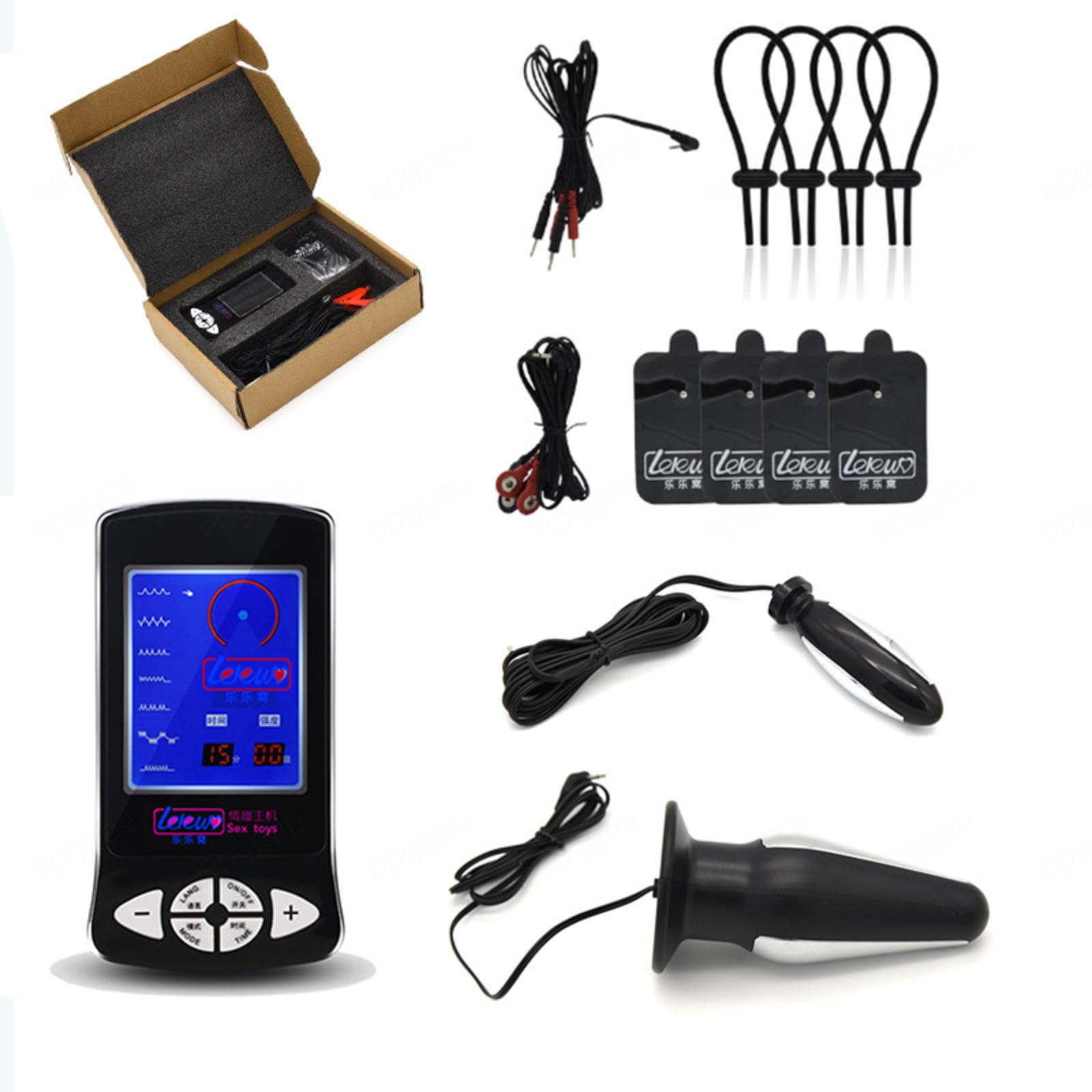 Estim Sex, Elektrostimulation Set, Anal Vaginaldildo und Prostata Massagegerät Cock Ring Massage Pads, Elektrische Stimulation Erwachsene Sm Männer Frauen Paare