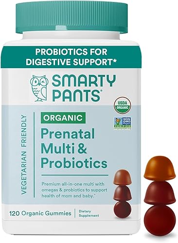 Smartypants Vitamina prenatal orgánica multivitamínico de las gomas diarias folato probióticos vitaminas C D3 B12 K y zinc para apoyo inmunológico