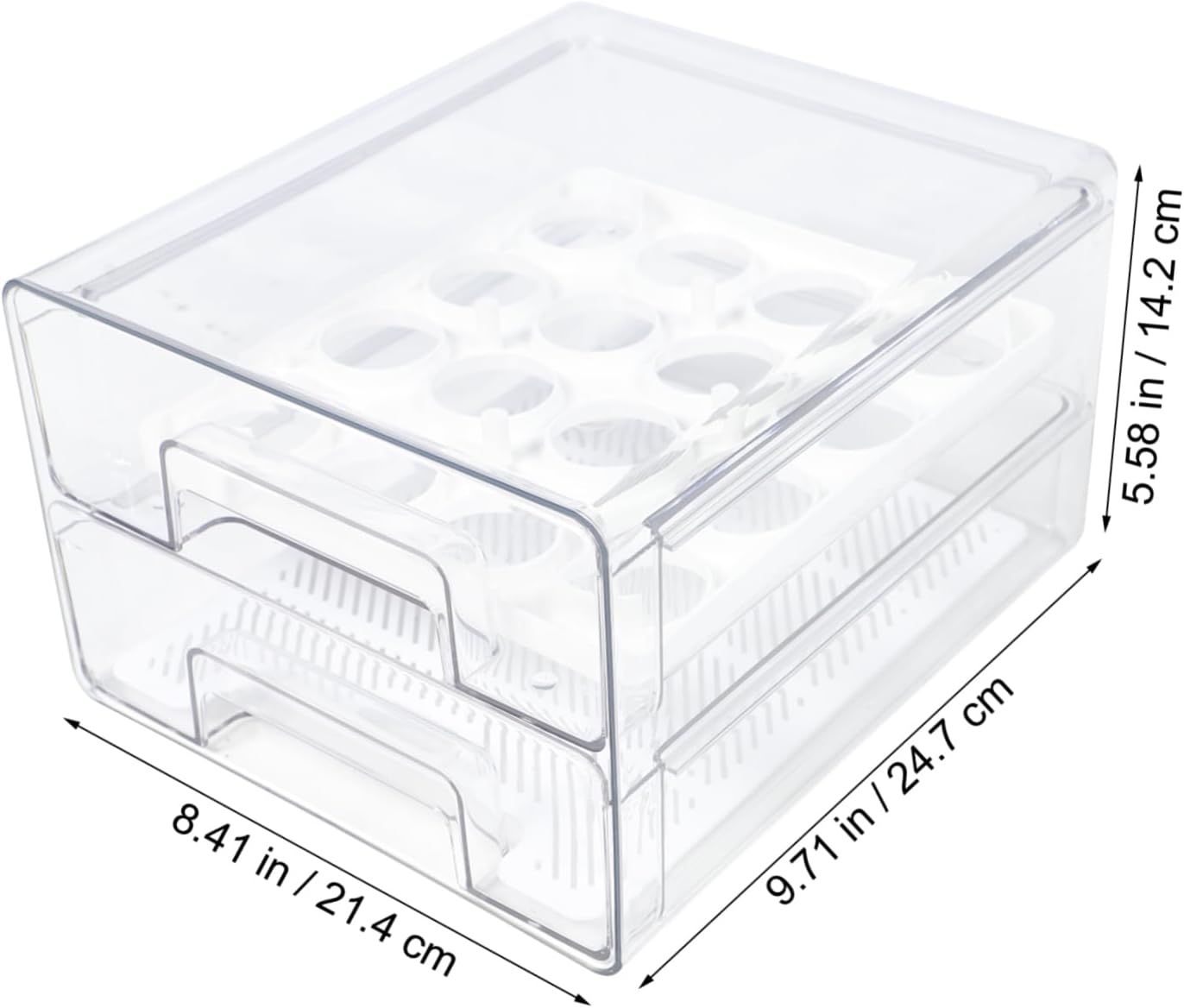 Double Egg Holder Box for Refrigerator Fridge Organizer Lid Removable Trays Eggs Capacity Food Storage Lid Organizer