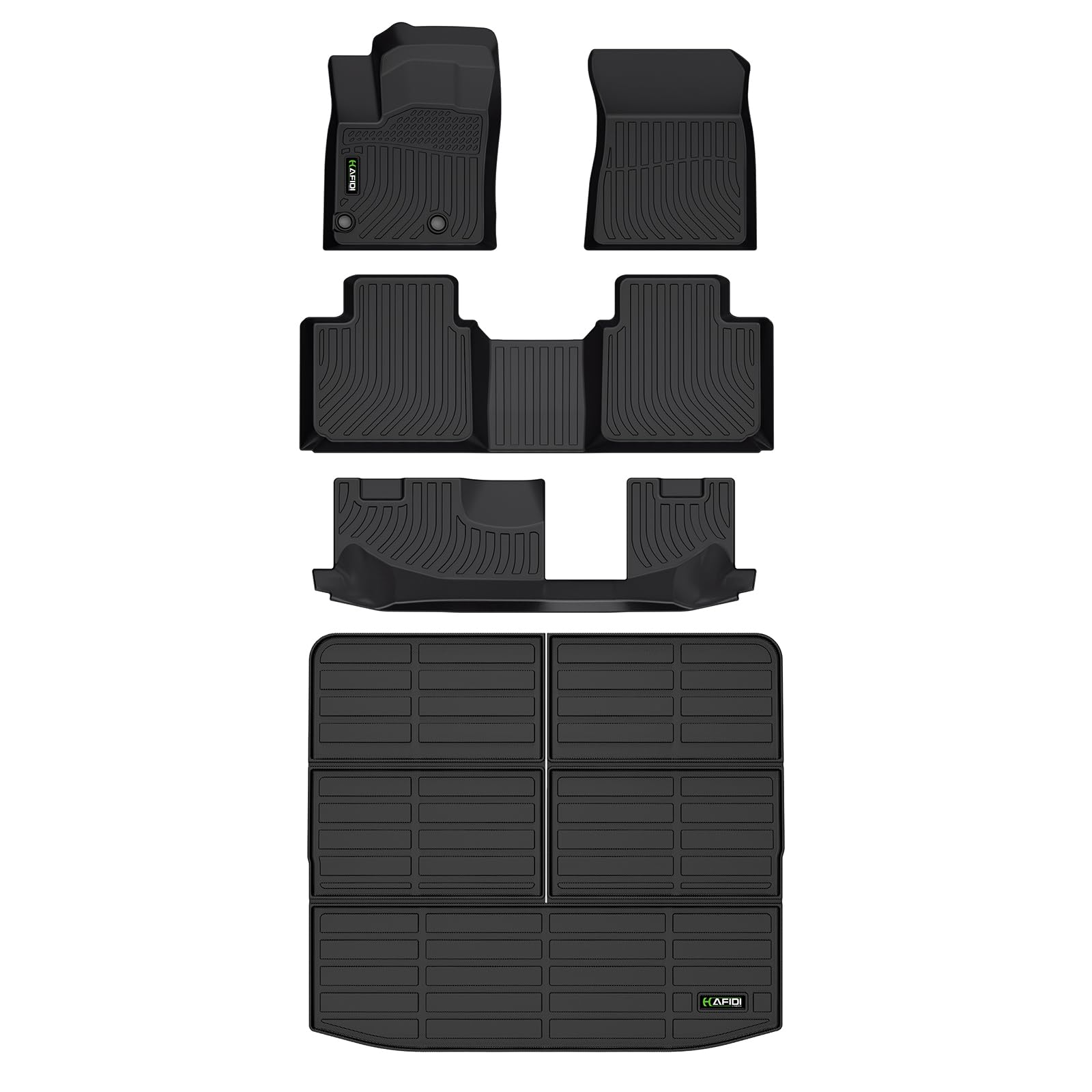 Floor Mats & Cargo Liner for Mitsubishi Outlander 2022-2024 2025 (Not Fit PHEV or Sport Models) Custom Fit Full Set, All Weather Car Accessories (Rear Trunk Mat +Floor Mats)ClimatePartner certified