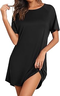 Nightgowns for Women Bamboo Viscose Sleep Shirts Short Sleeve Nightshirt...