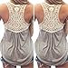Lookatool Women Summer Lace Vest Top Short Sleeve Blouse Tank Tops T-Shirt (M, Gray)
