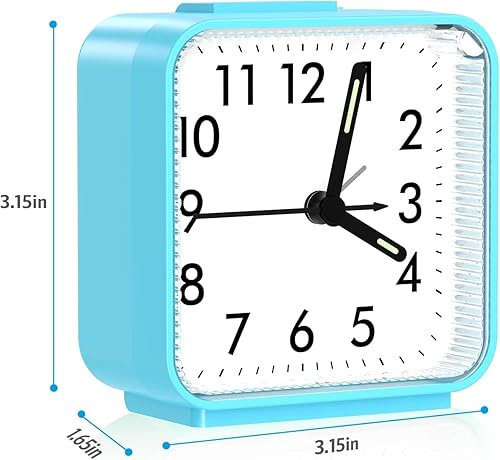 Miniatura 6 de AMIR Reloj despertador analógico, reloj pequeño silencioso sin tictac, reloj despertador de viaje con repetición y luz, sonidos de pitido