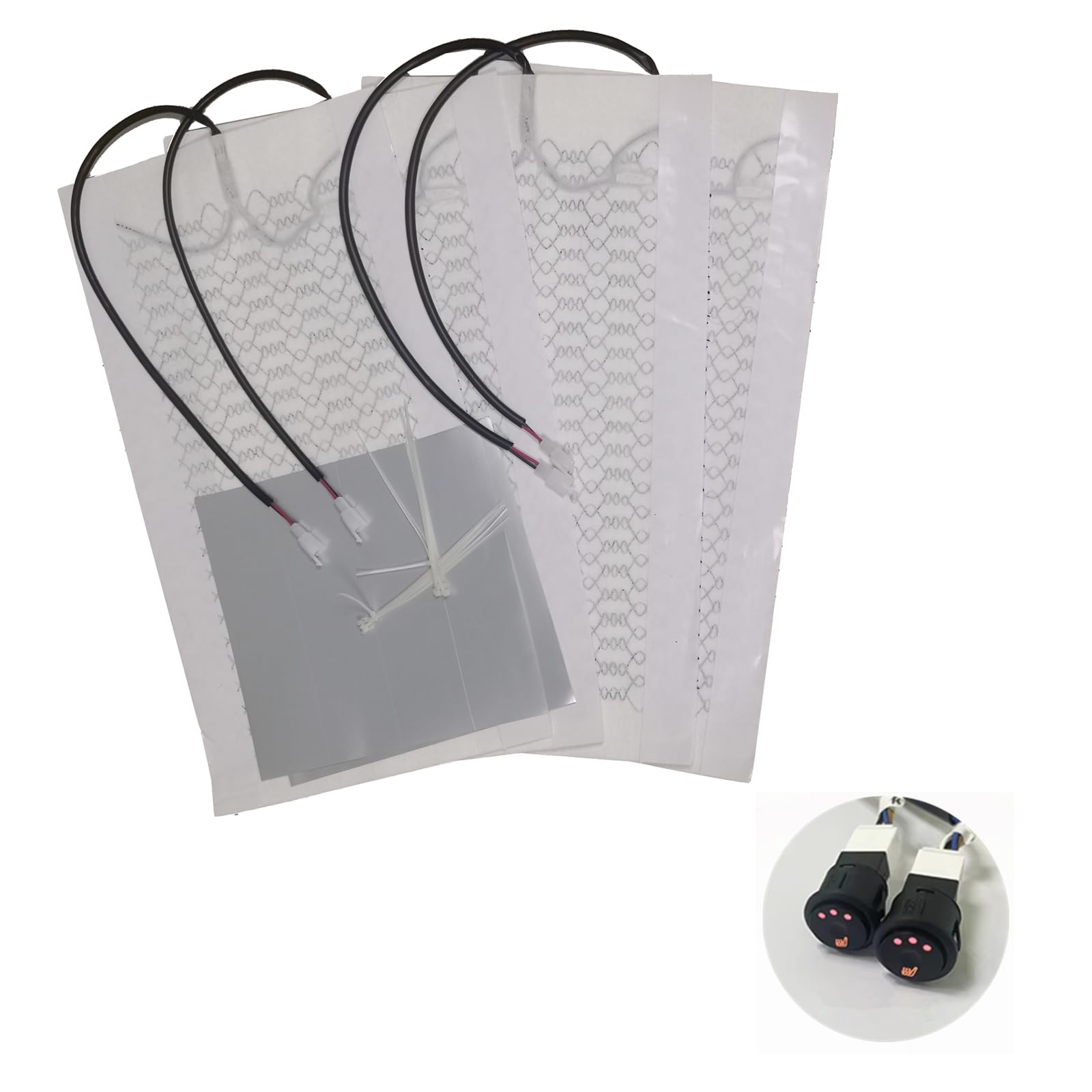Kohlefaser-Autositzheizungssatz mit Schalter – 3 Stufen, universell für Autositze, 4Pads (2 seat) - C