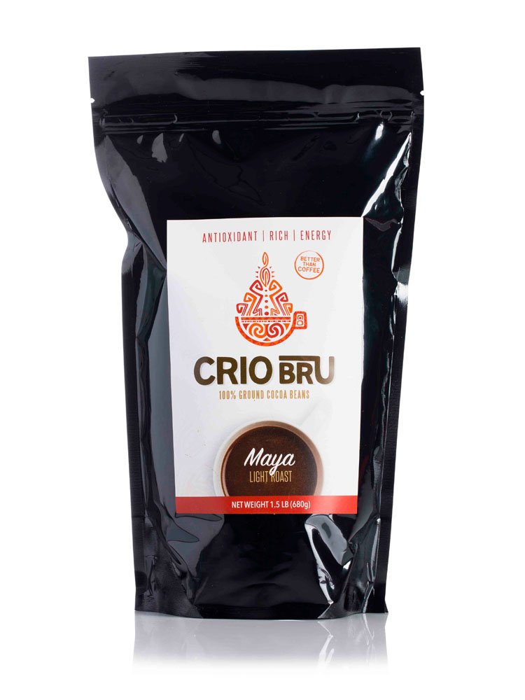 Crio Bru Brewed Cacao Maya Light Roast - Coffee Alternative Natural Healthy Drink | 100% Pure Ground Cacao Beans (24 oz)
