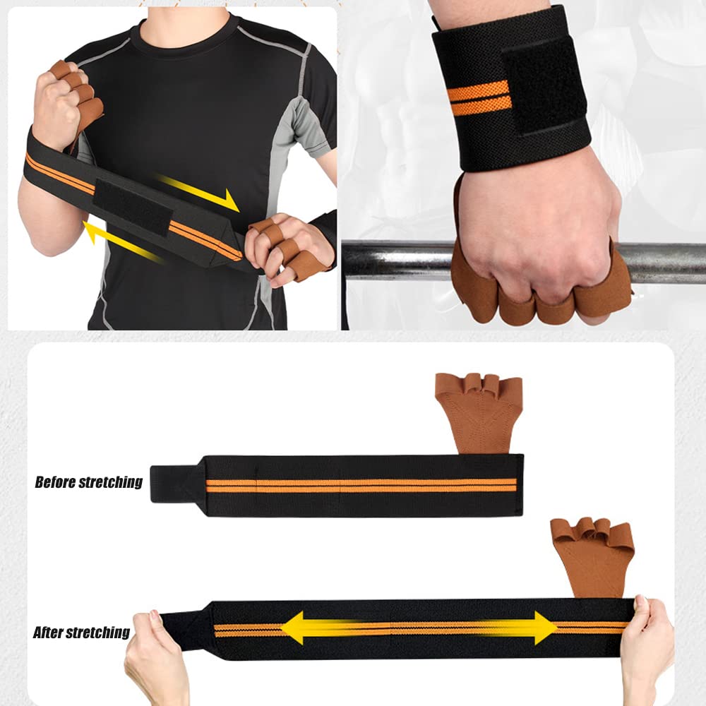 par de Guantes de Entrenamiento para Levantamiento de Pesas, Fitness, Deportes, Culturismo, empuñaduras de Gimnasia, Guantes Protectores de muñeca para Mano y Gimnasio (Negro M)