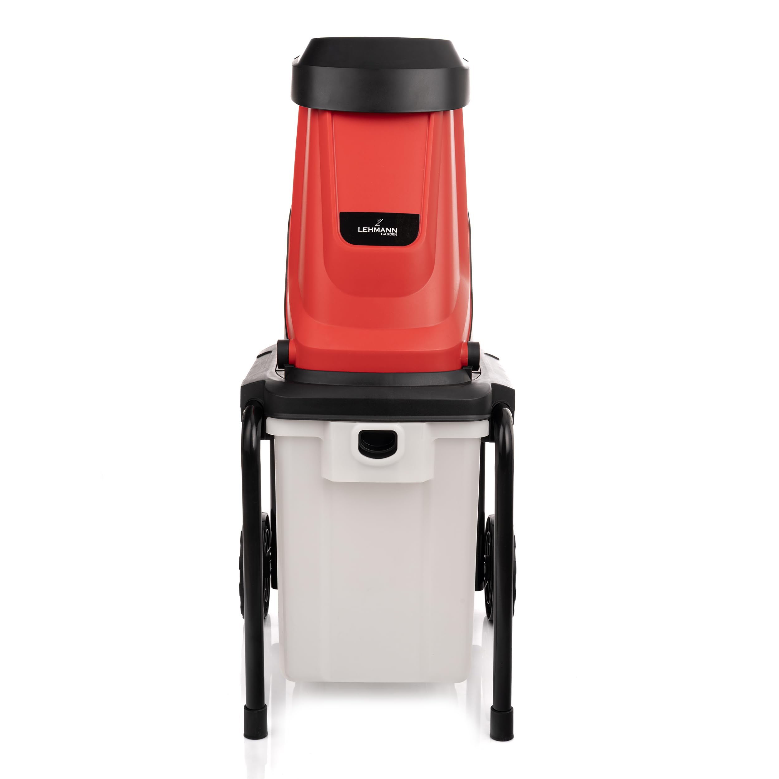LEHMANN Elektro Gartenhäcksler, 3000 W, Messerhäcksler für Äste bis 45 mm, Laubhäcksler mit robustem Fahrgestell, Rädern und 50 L Fangbox, Holzhäcksler mit Zubehör, Sicherheitsschalter, Rot