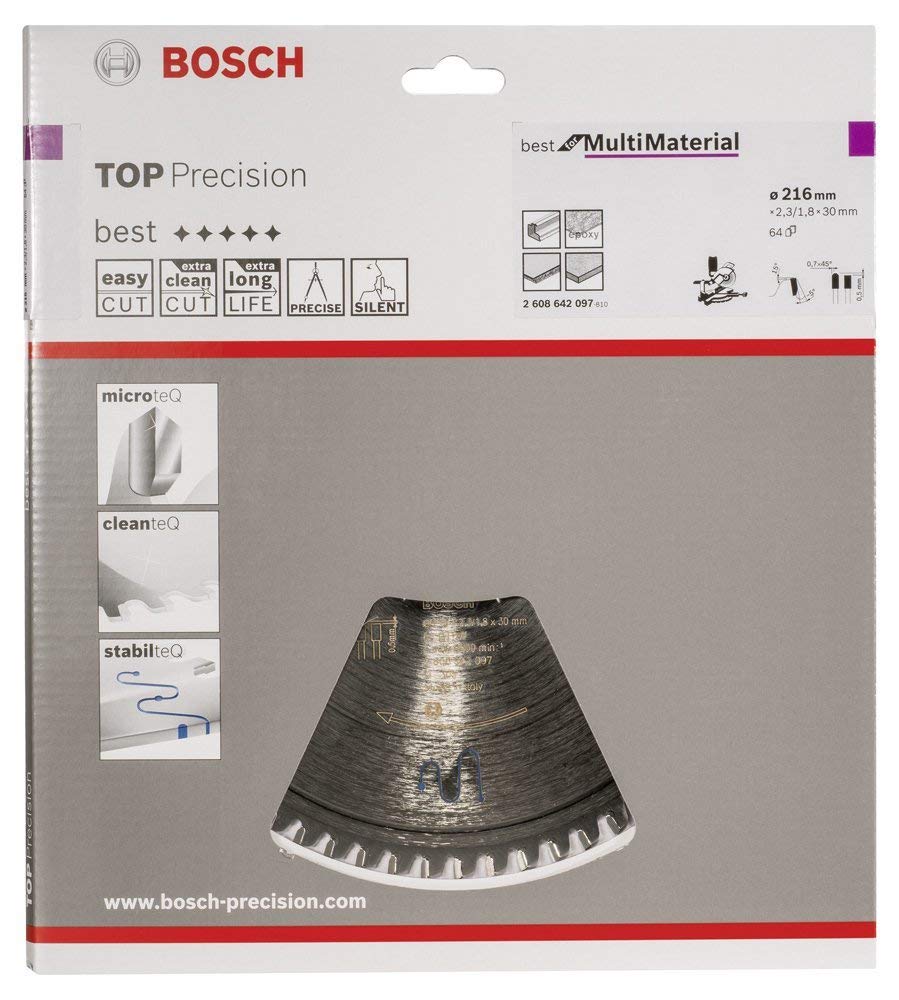 Bosch Hoja de sierra circular Top Precision Best for Multi Material 216 x 30 x 2,3 mm 64