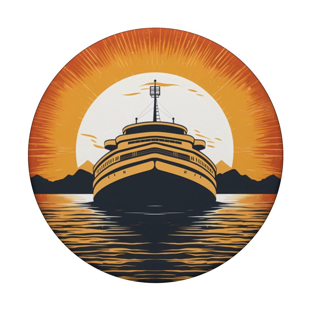 Cruising Love Family Vacation on a Cruise Ship PopSockets Swappable PopGrip, Black - Image 3