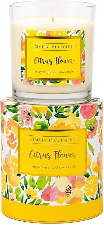 Luxury Soy Candle Gift Set 3-Pack Scented Candles (Citrus Flower, Blue Violet, Grapefruit Bloom) with Gift Boxes, Home Decor & Aromatherapy