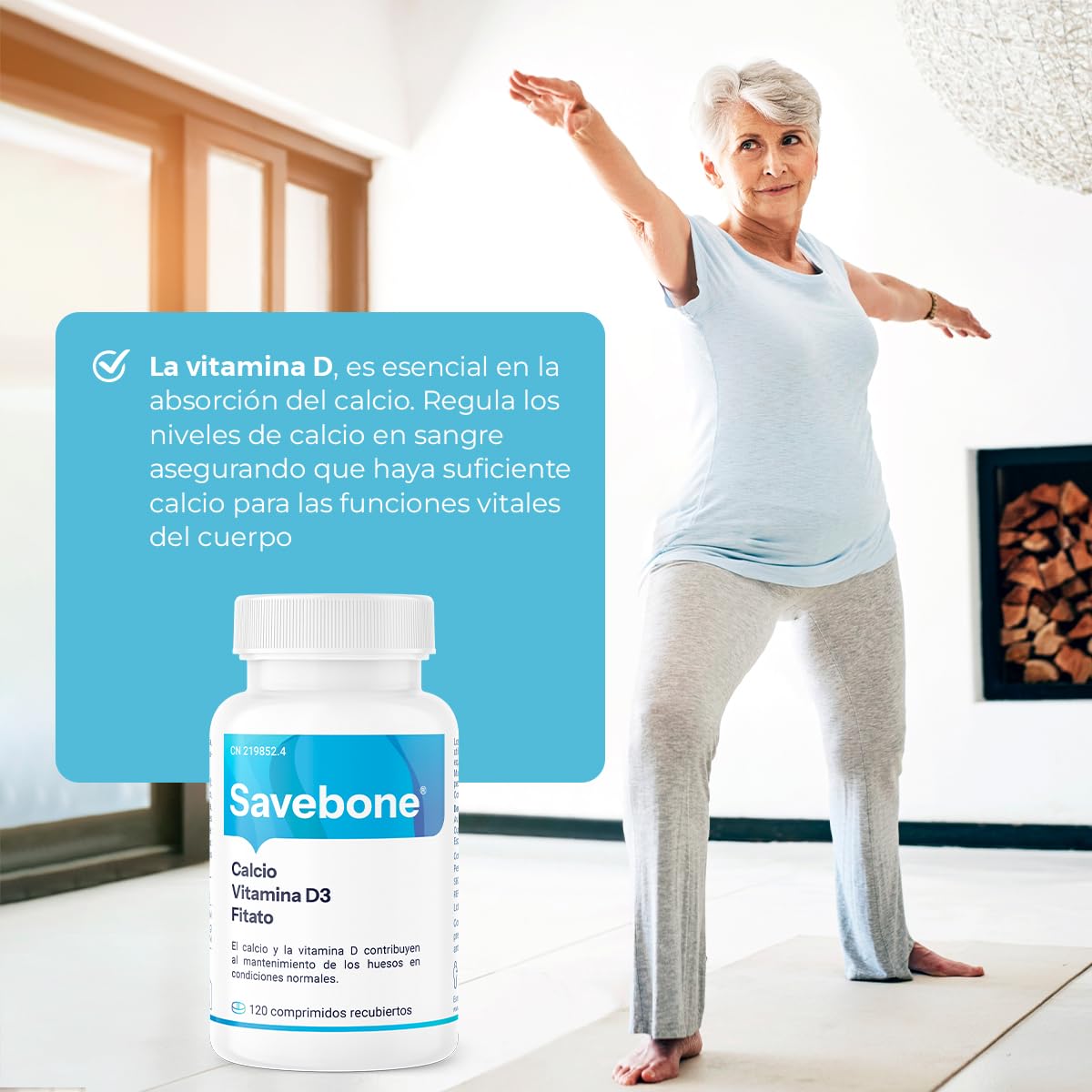 Savebone® - Suplemento de Calcio, Vitamina D y Fitato - Contribuye a Fortalecer y Proteger los Huesos – 120 comprimidos