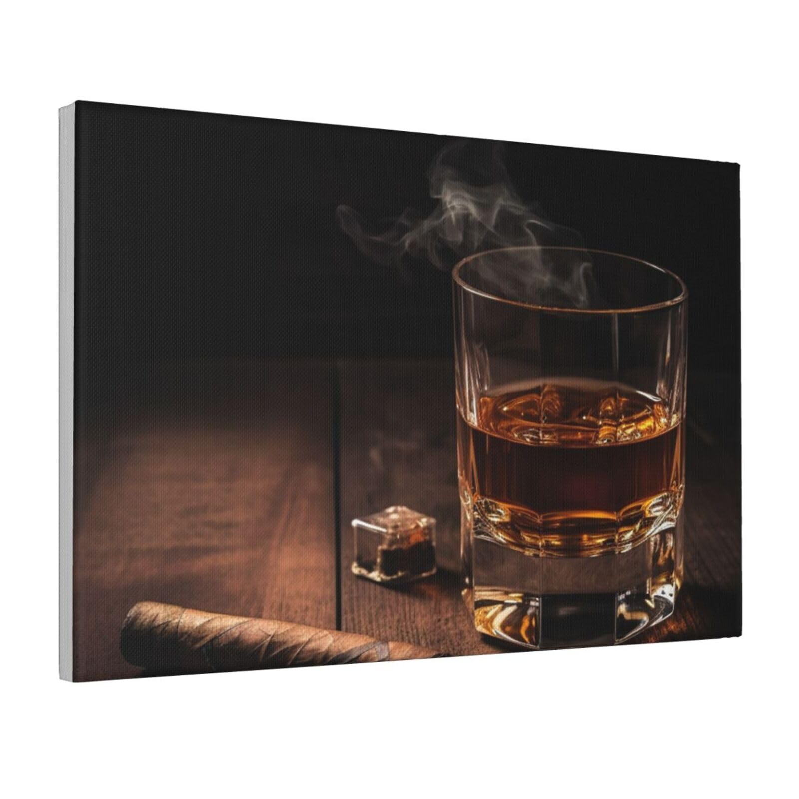 Framed Wall Art for Living Room Art Work, Cigar & Whiskey Picture Prints Modern Office Wall Paintings Poster Aesthetic Wall Decorations for Home Decor Ready To Hang 16"x24"