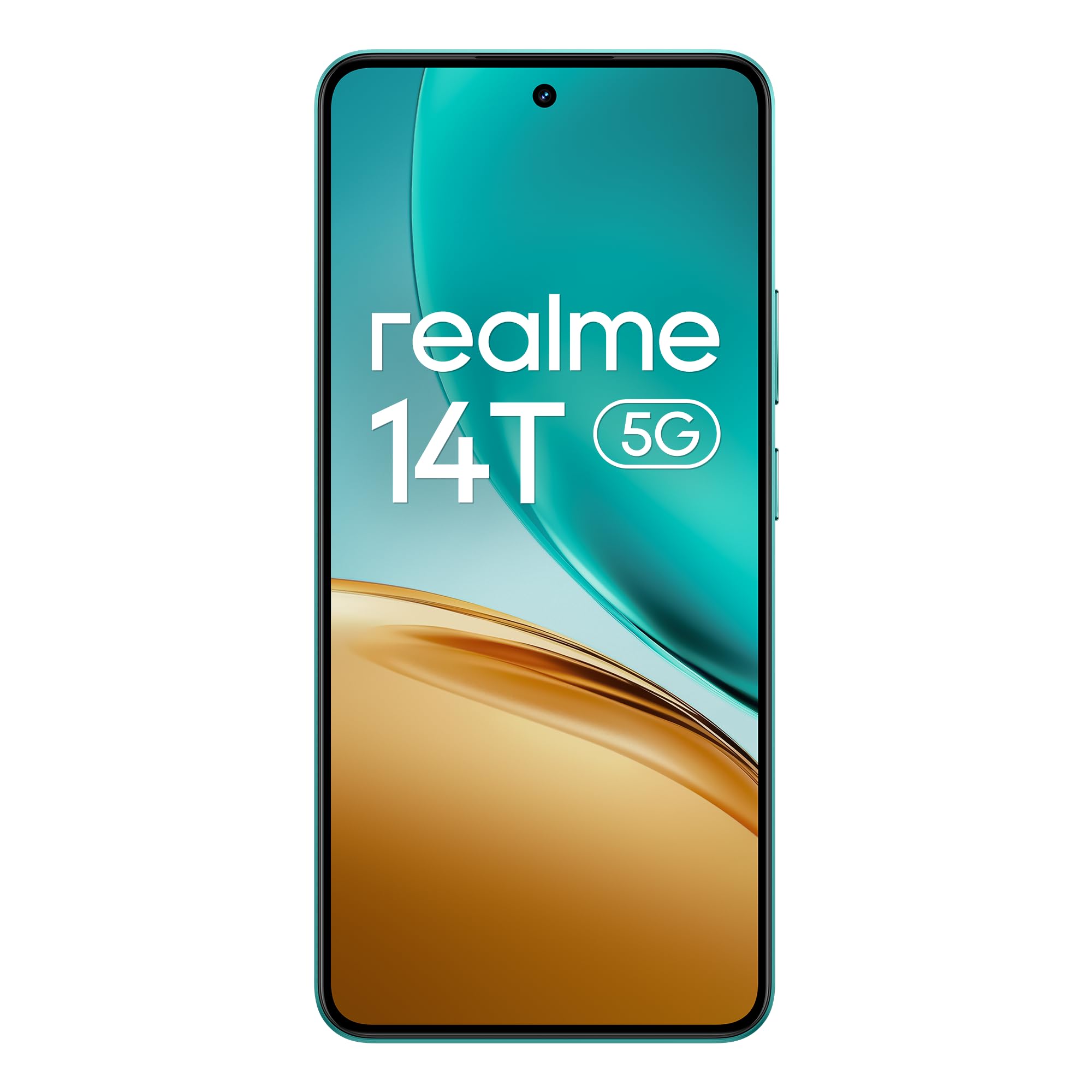 Smartphone realme 14T 5g, 8+256GB,batteria 5260 mAh,Processore Dimensity 6300, IP69, display 120Hz,Fotocamera AI da 50MP, Surf Green, esclusiva Amazon(Nessun adattatore)