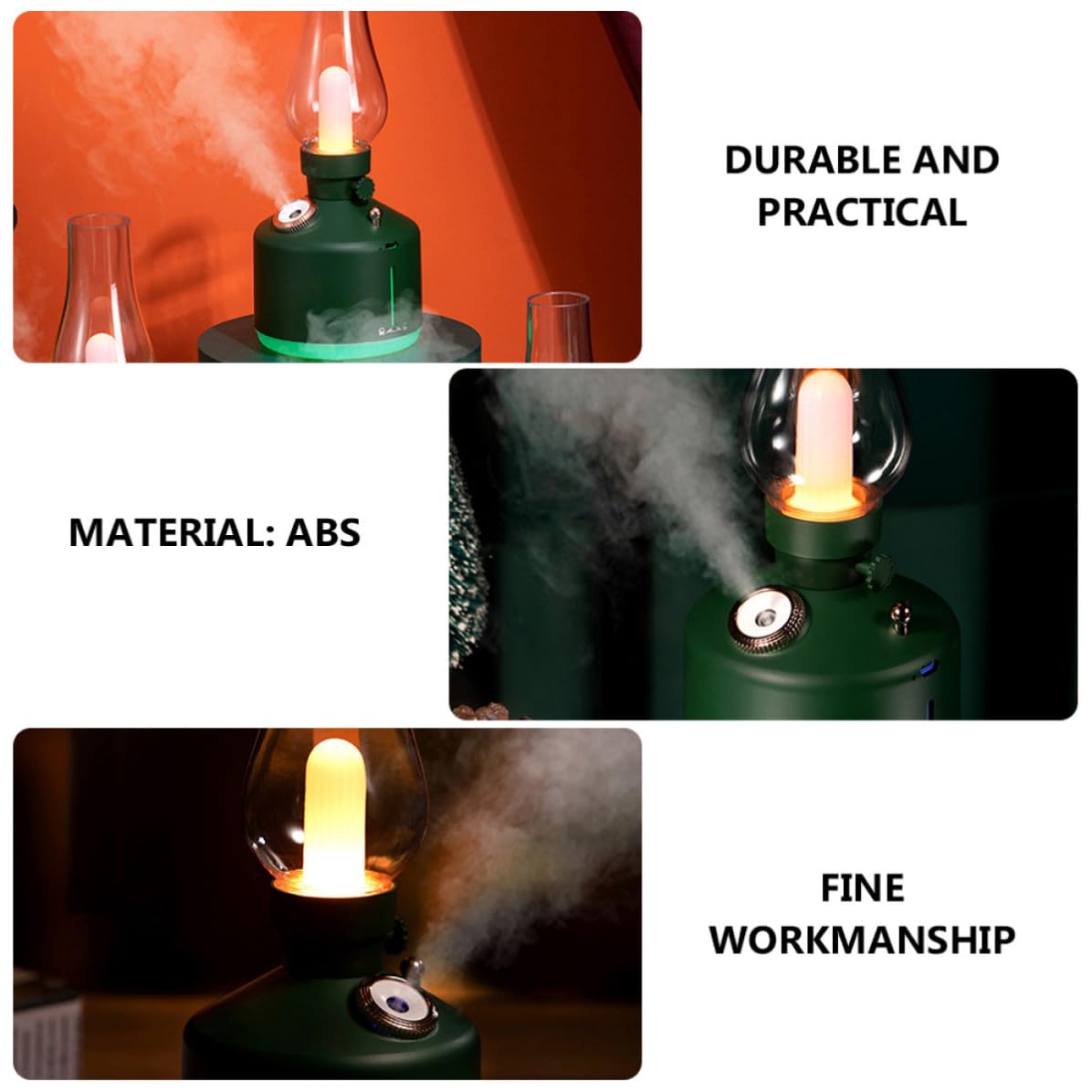 Humidificador Retro USB Luz, Portátil, Depósito 280ml Verde