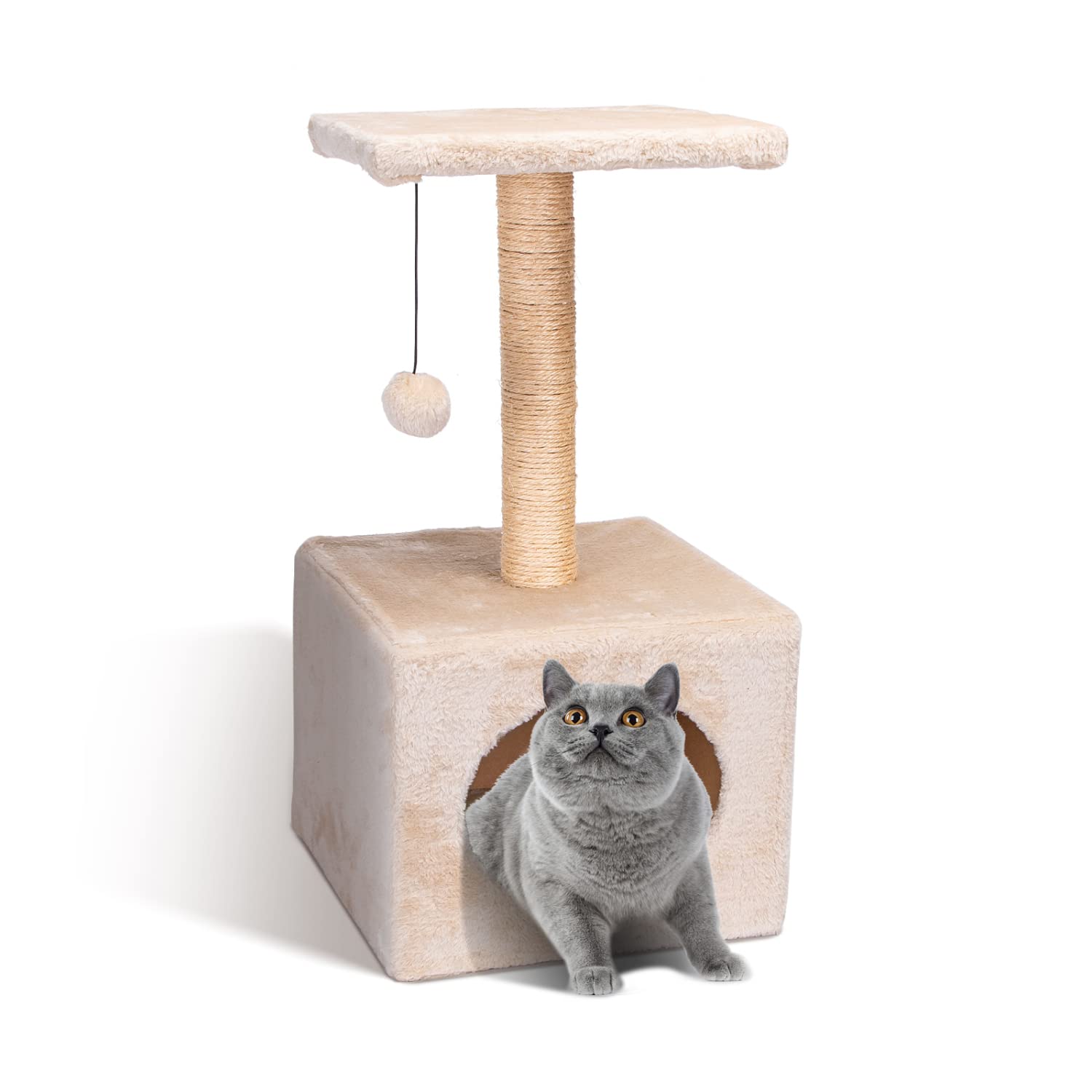 Nobleza - Árbol para Gatos, Árbol Escalador, Árbol Rascador, Dos Bolas de Juego Altura 60cm, Color Beix