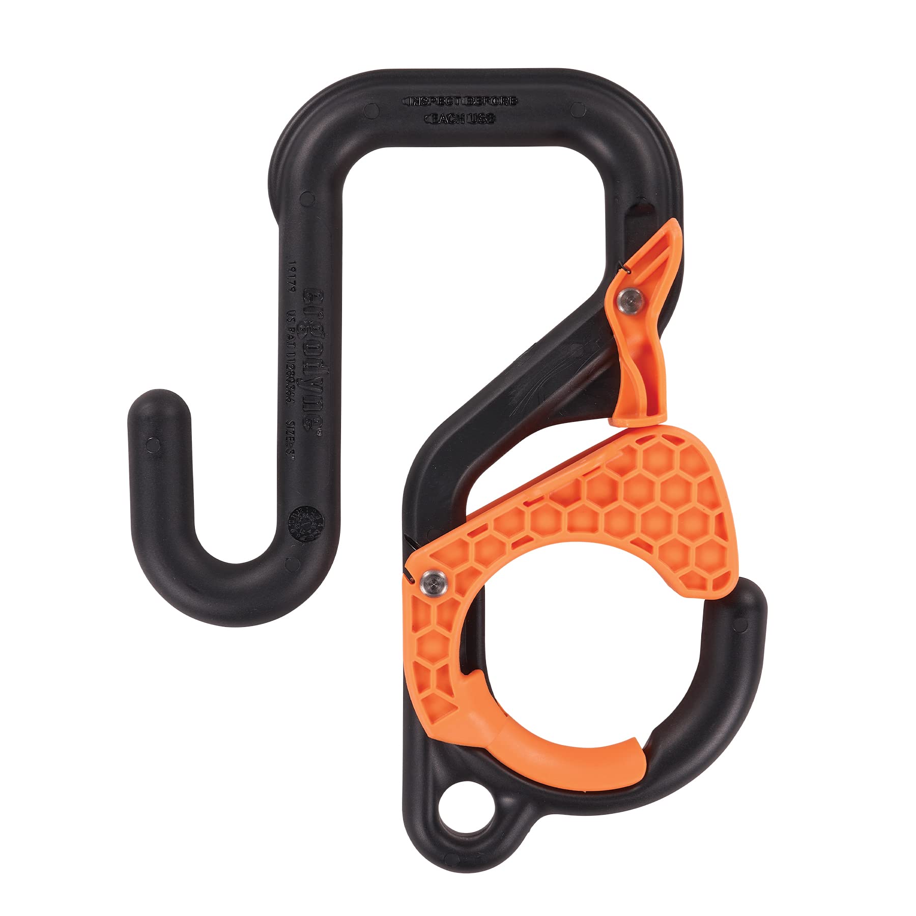 Ergodyne Squids 3178 Locking Aerial Bucket Hook with Tethering Point, Fits 3" Lip, Attach Tool Bags or Aprons to Buckets