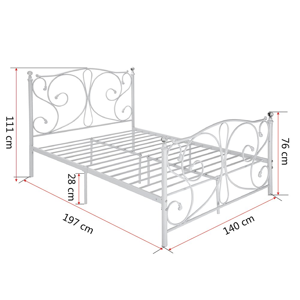 Panana Luxury White 4FT6 Double Metal Bed Frame With Crystal Finials