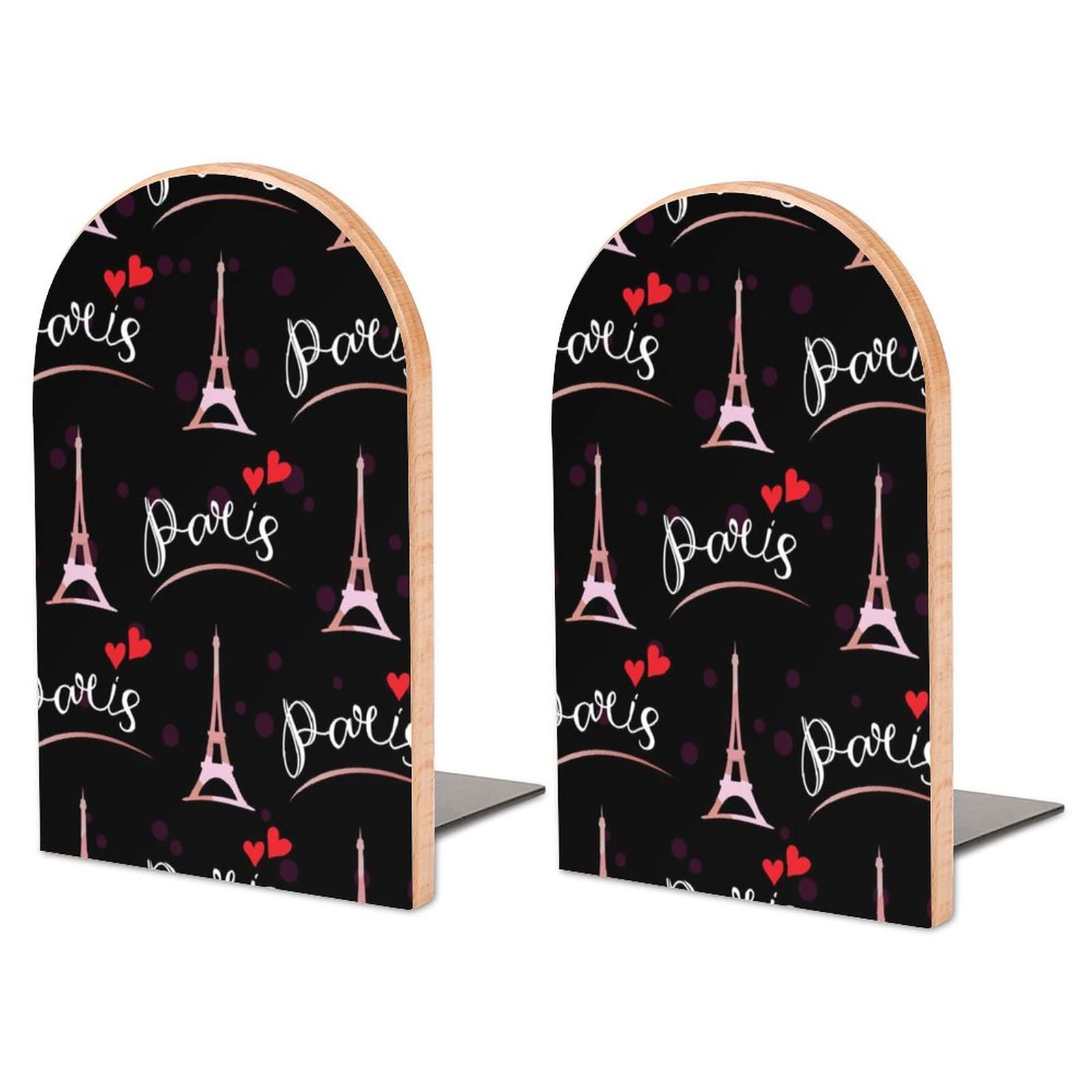 Paris Romantic Eiffel Tower Bookends Heavy Duty Book Stand 1 Pair for Home Office Shelves Decorative