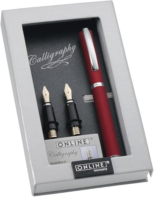 Online 36647 KalligrafieSet Vision Red, Füller mit 3 KalligraphieFedern Breite 0.8, 1.4, 1.8