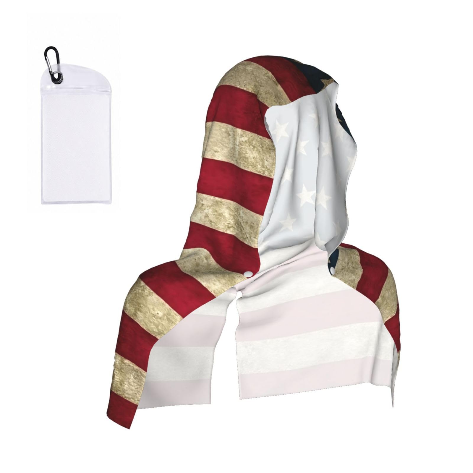 DUWAA American Flag Print Cooling Hooded Sports Towel, 30×60cm Quick Drying Summer Cool Head Wrap For Neck And Face