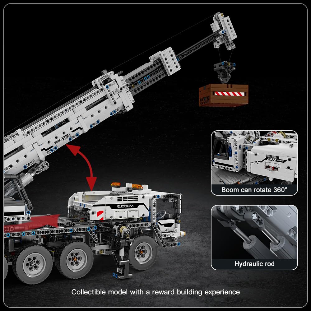 Mould King 17034 Tecnología Grúas con Control Remoto Módulos de construcción Juguetes Camiones RC Grúas de automóviles Módulos de construcción con Control Remoto y 4 Motores (2819 Piezas)