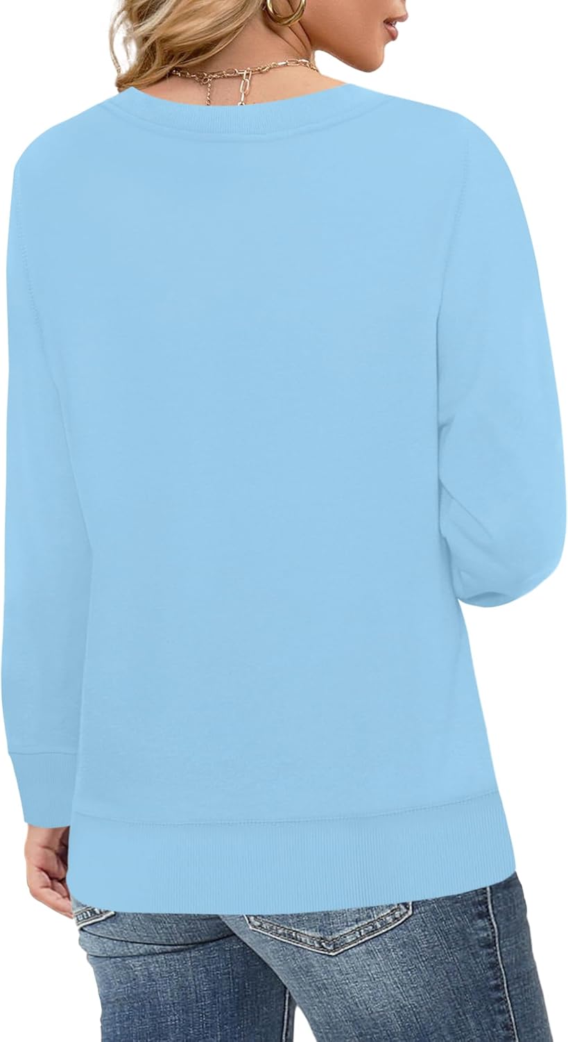 Elesomo Womens Sweatshirts Cotton Crew Neck Casual Long Sleeve Pullover Tops - Image 5