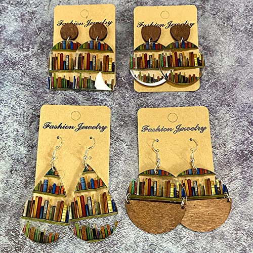 behound Earrings For Book Lovers, Book Nook Earrings, Librarian Book Lover Earrings, Book Earrings For Women, 2023 Book Decor Bookworm Acrylic Earrings (A+B+C+D)