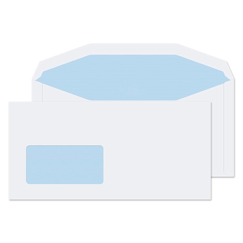 Blake Envelopes Purely Everyday 112204CBC Kuvertierhüllen Briefumschläge Naßklebung Mit CBC Fenster Weiß DL 110 x 220 mm - 90g/m² | 1000 Stück