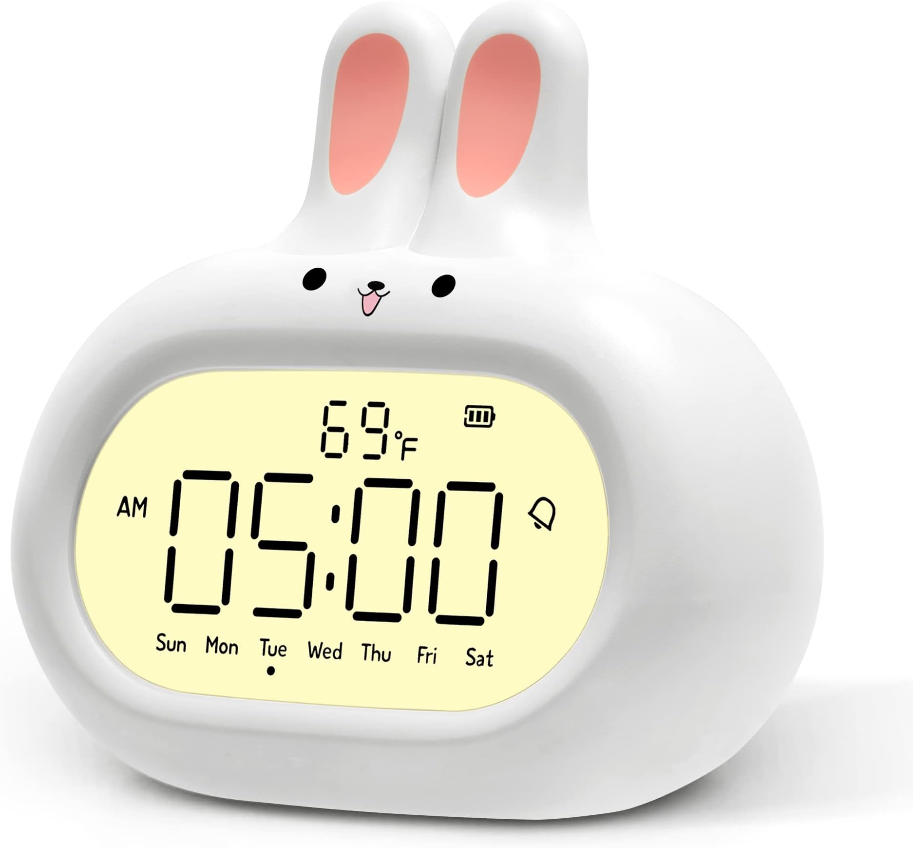 NESIFEE Pink Alarm Clock with Night Light, Cute Cat Alarm