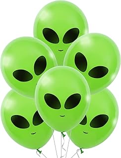 Whaline 65Pcs Alien Balloons Green Alien Party Latex Balloons UFO balloons Outer Space Aliens Decorations for Birthday Party Baby Shower Supplies Home Backdrop Decorations