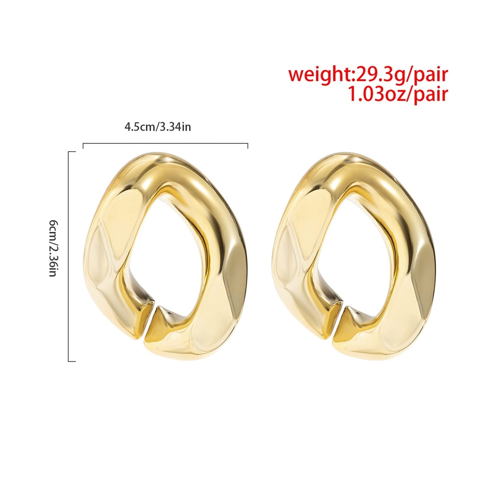 HJMMHX Damen-Ohrringe, übertriebene Creolen für Frauen, Vintage-Stil, geometrische Kreis-Schleifen-Ohrringe aus Metall, Schmuck