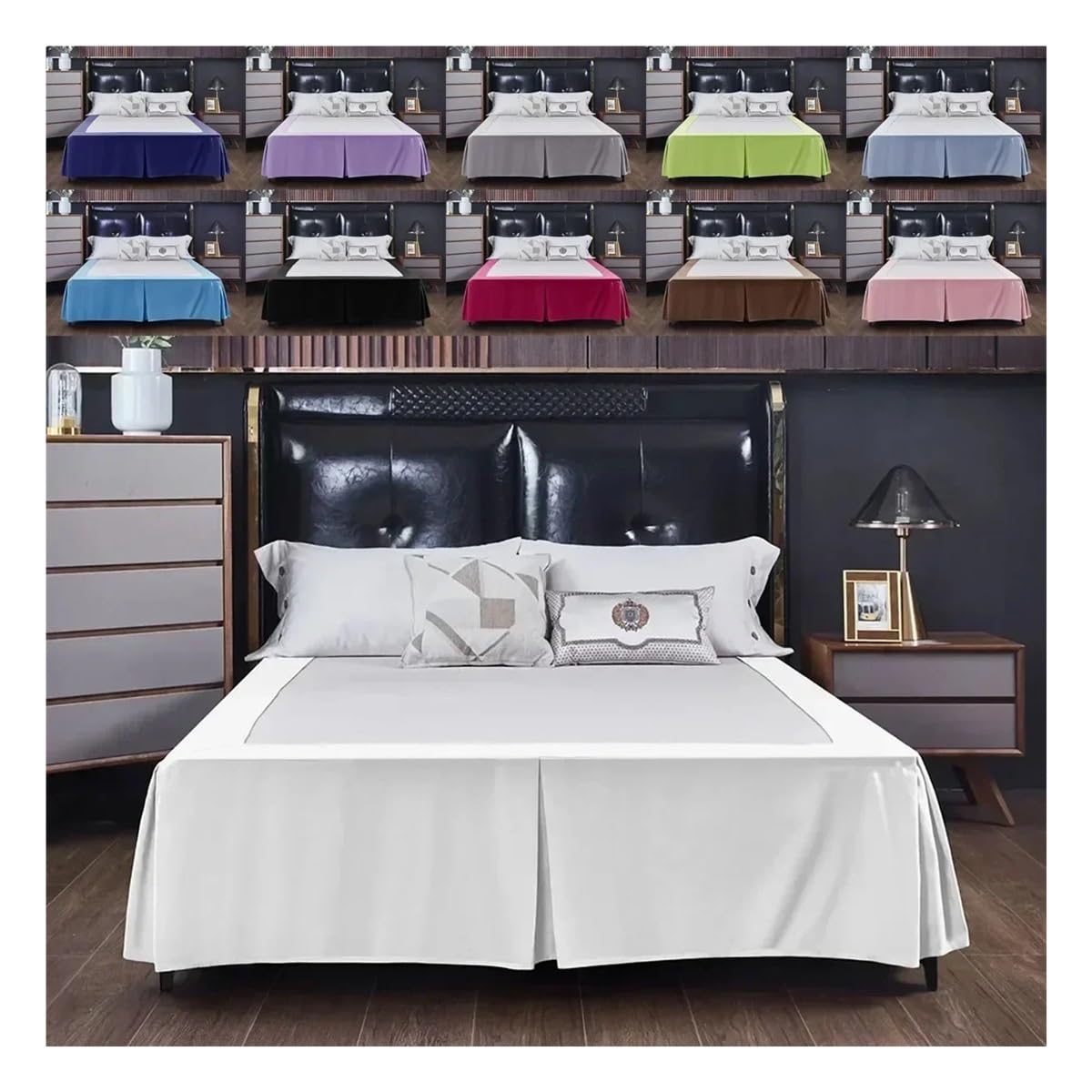 1 mantovana giroletto ad angolo aperto, in tinta unita, spazzolato, per casa e hotel, matrimoniale, king size, queen size (CQ005-06, matrimoniale, 100 x 190 x 38 cm)