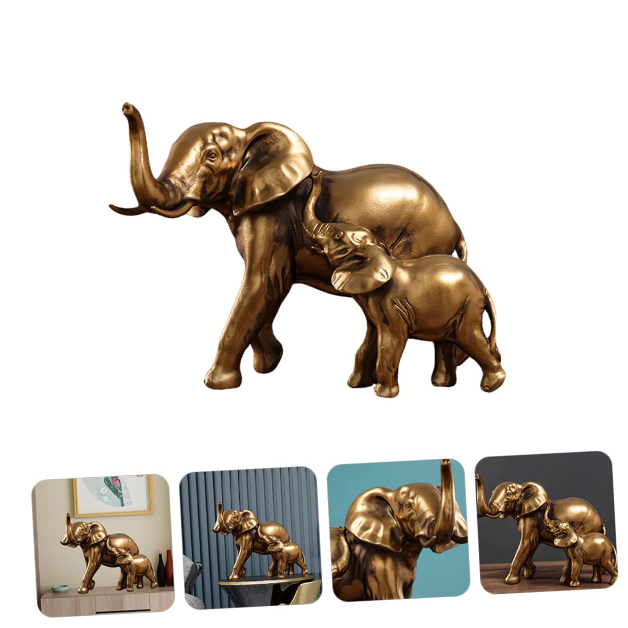 ABOOFAN Adorno de Elefante de Resina Café, Figura Creativa para Escritorio | 1 Pieza, Acabado de Color Natural, para Estudio y Oficina, Diseño Fino Forma de Elefante
