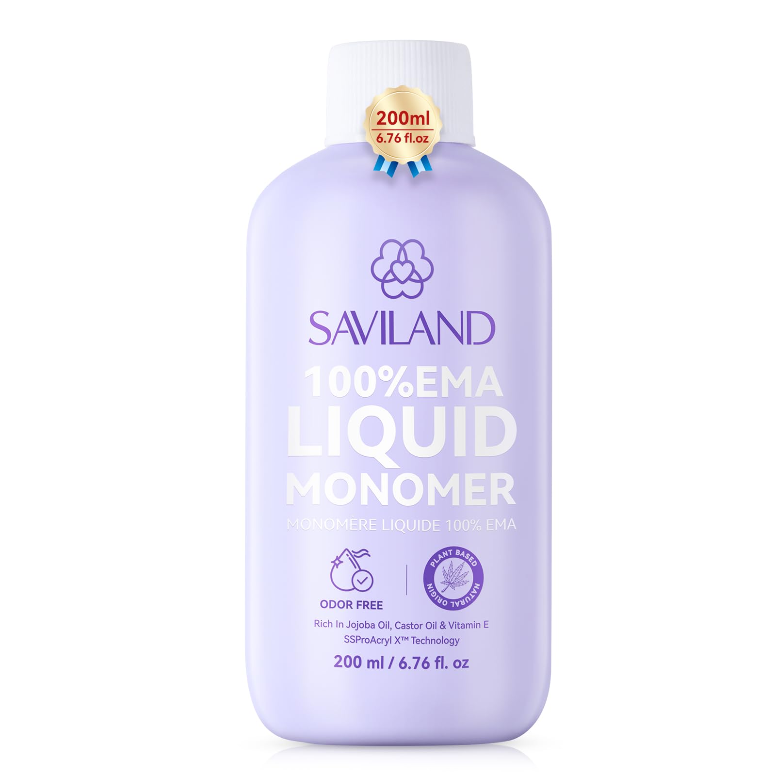 SAVILAND 200ml Advanced Monomer Acrylic Liquid: Low Odor Monomer for Acrylic Nails Pure EMA Acrylic Liquid Monomer Non-Yellowing Nail Monomer for Acrylic Powder Nail Extension Carving at Home
