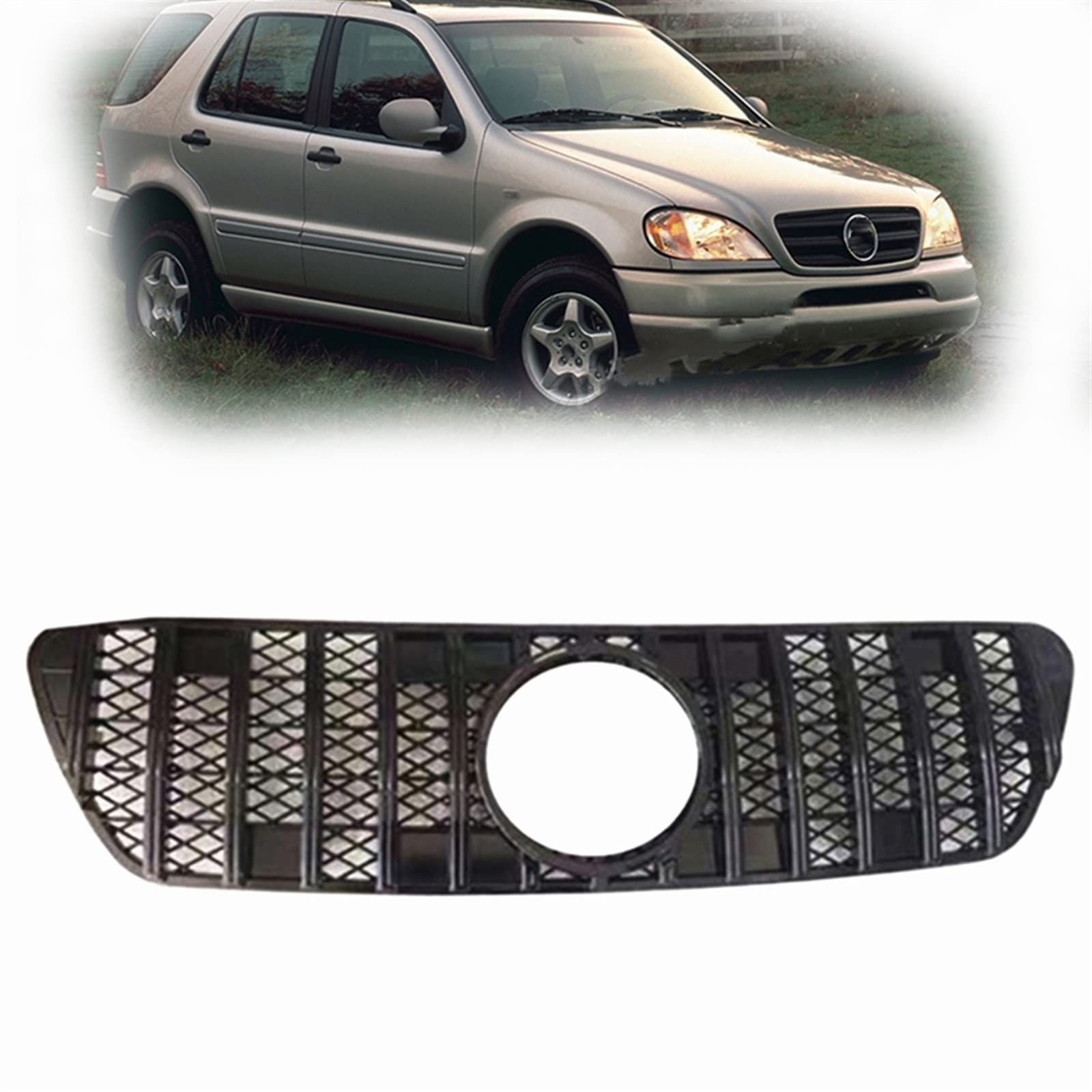 Front Grilles Upper Grille Grill GT Car Front Bumper Hood Mesh W/Proof Cover For Benz W163 ML Class ML350 ML500 ML320