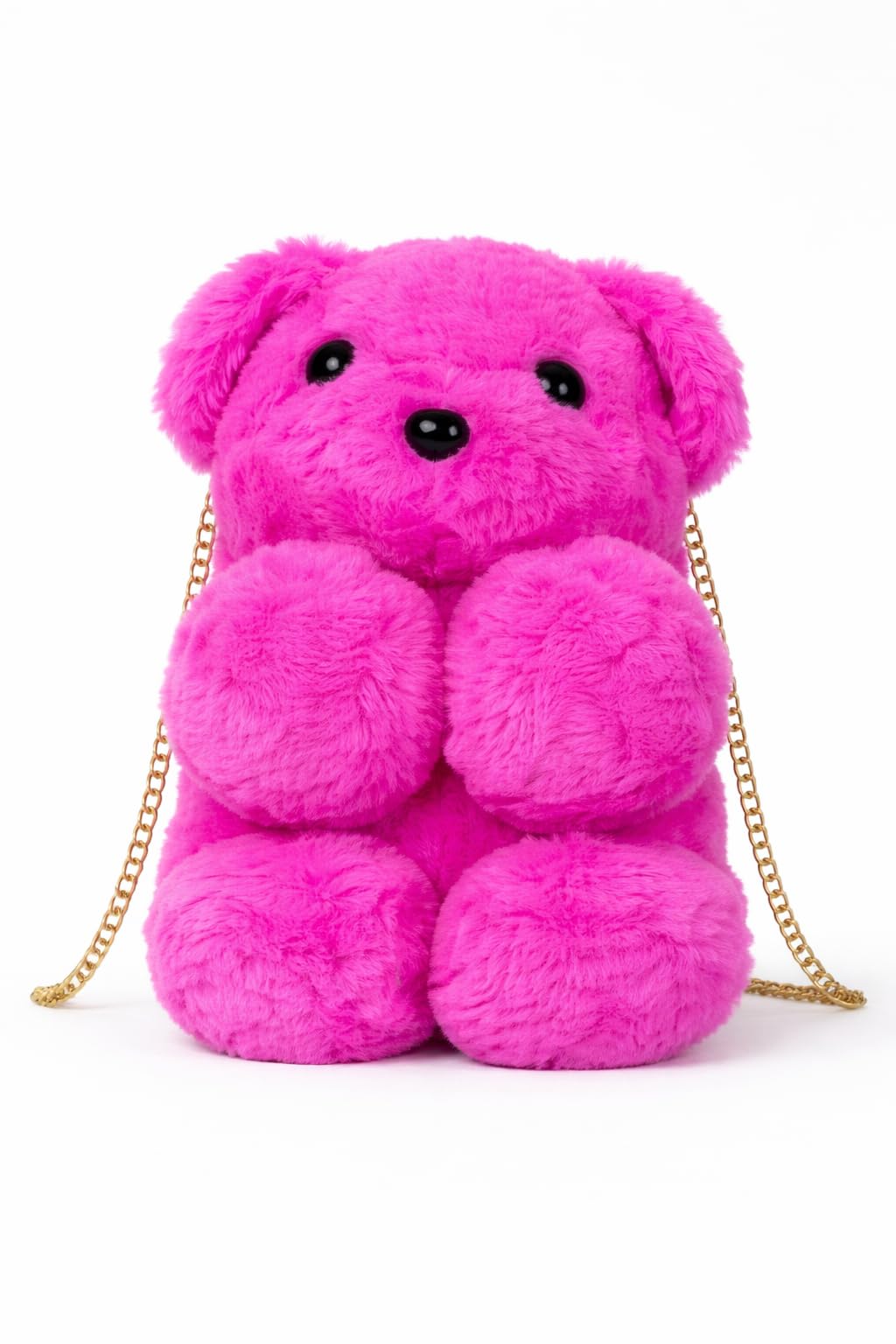 Cute Teddy Bear Plush Sling Bag For Kids & Girls with Chain Strap, Soft Faux Fur, Zipper Closure, Compact Storage for Phone Wallet Essentials (Dark pink)-image-13