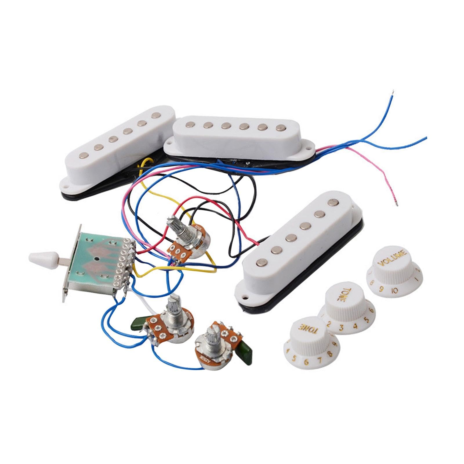 Guitar Pickup Set 5 Gear Wheel Prewired for ST Electric Guitar Musical Instrument White Musical Instruments & Gear| Guitars & Basses| Parts & Accessories| Guitar Parts| Pickups