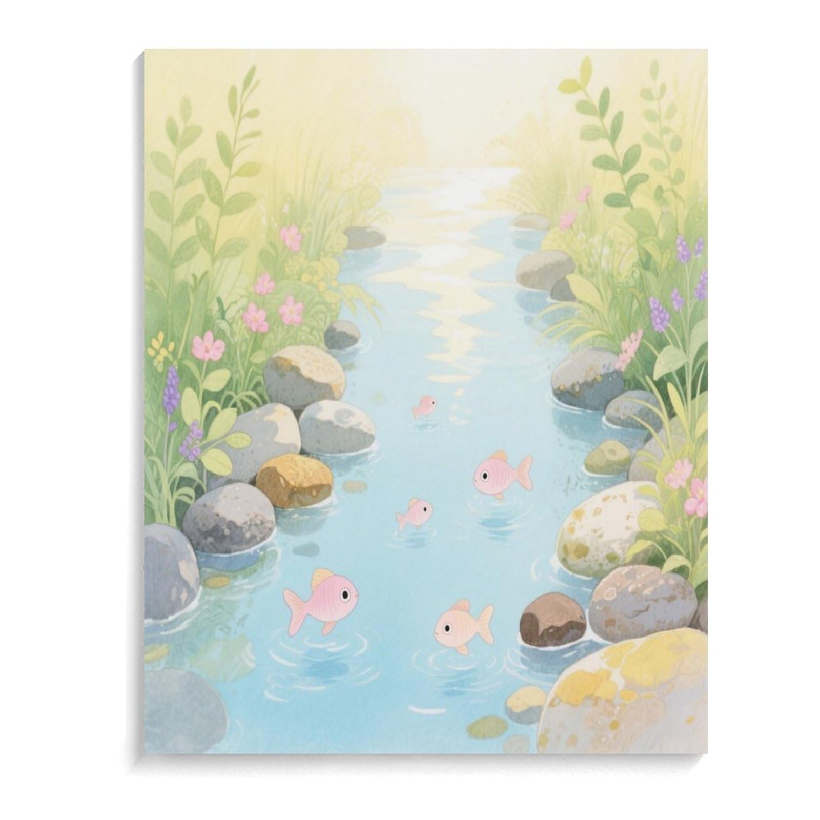 KOAYUBFC Creek Pebbles Malen nach Zahlen Kit für Erwachsene Anfänger Erwachsene Malen nach Zahlen Kits auf Leinwand DIY Acryl Ölfarben Malerei mit Pinseln als Geschenk Home Wall Decor
