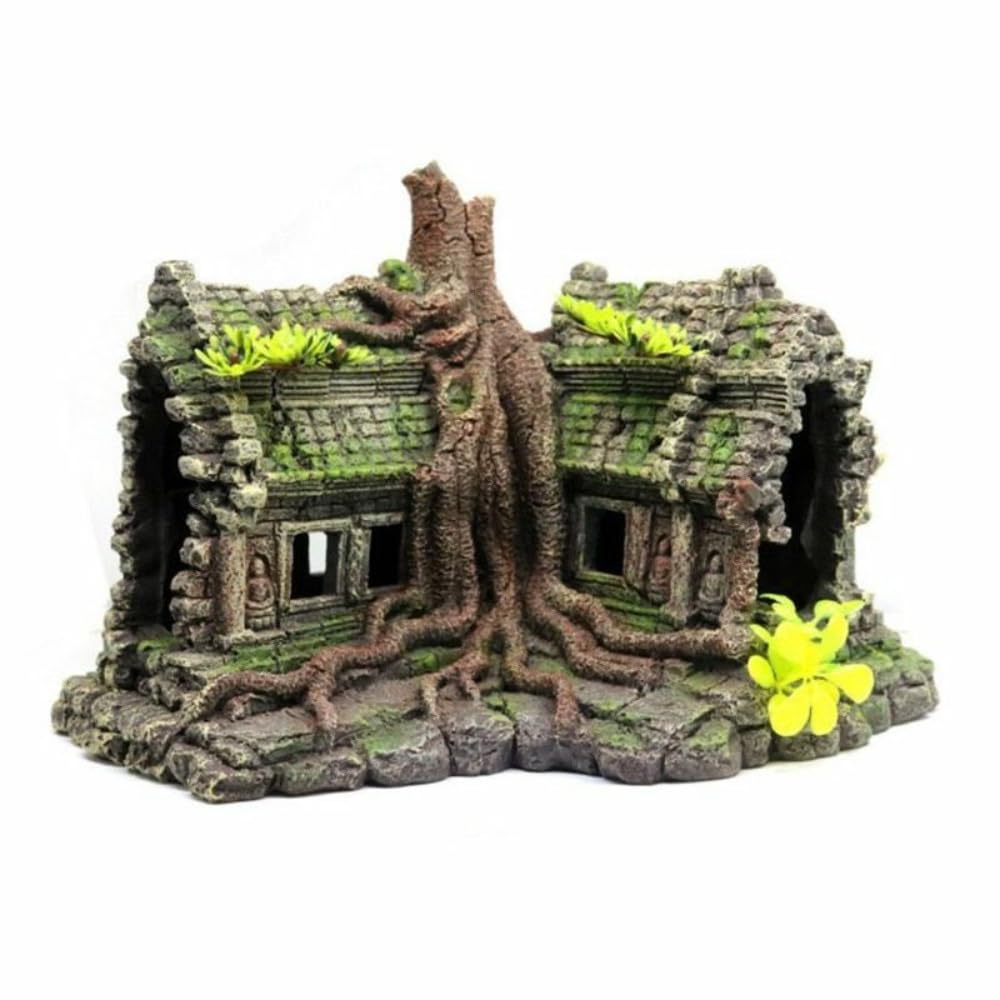 Decorazione per acquario da 29,5 cm, grande castello sull'albero, ornamento Aquascape