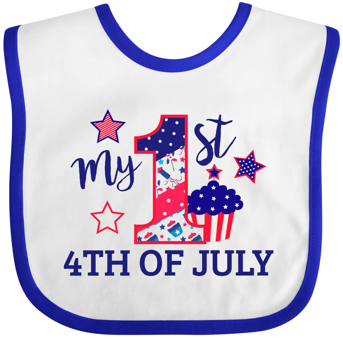 inktastic My 1st 4th Of July with Stars and Cupcake Baby Bib