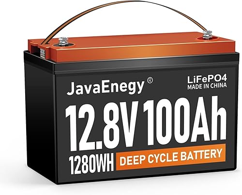 JavaEnegy Batería LiFePO4 de 12 V y 100 Ah 4000 ciclos profundos batería de litio recargable de grado automotriz BMS inteligente de 100 A, adecuada