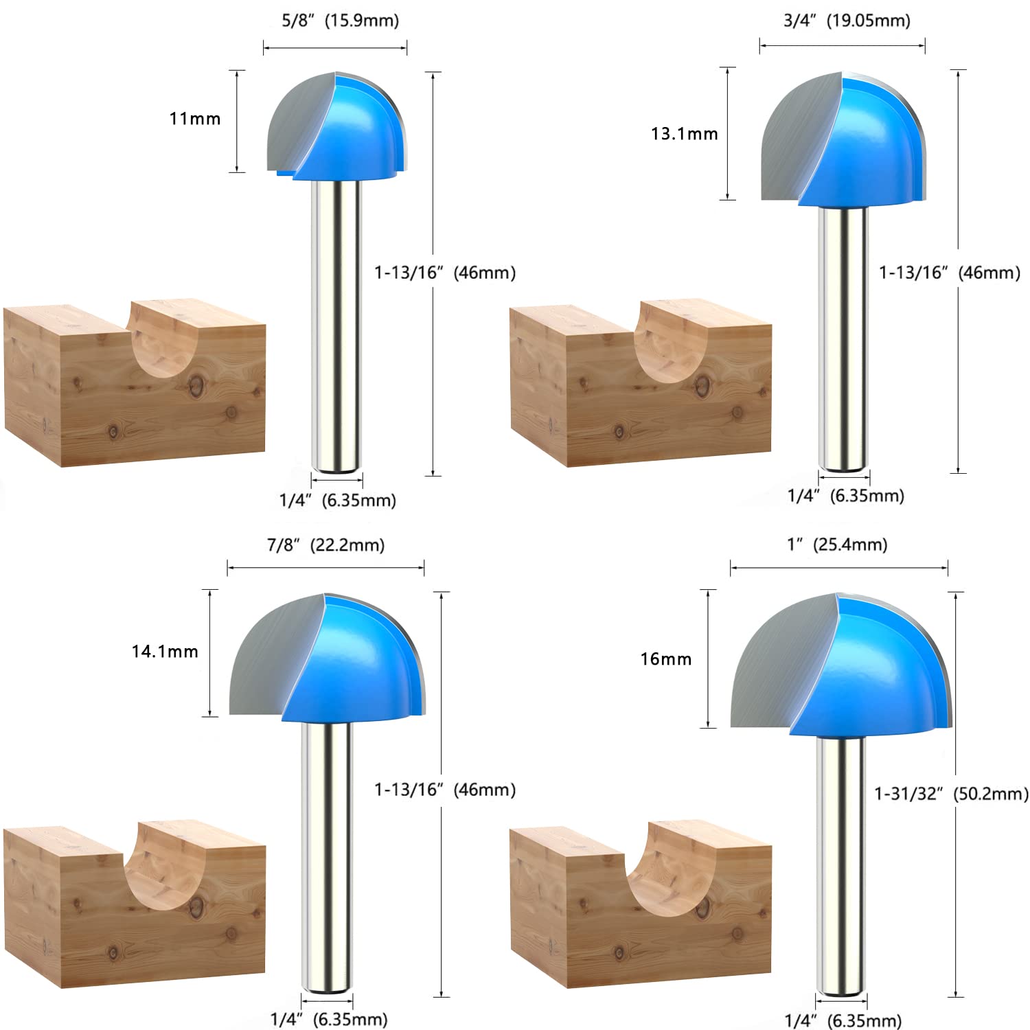 Freud 22-120 3/8 Inch 8 Degree Dovetail Router Bit With 1/4