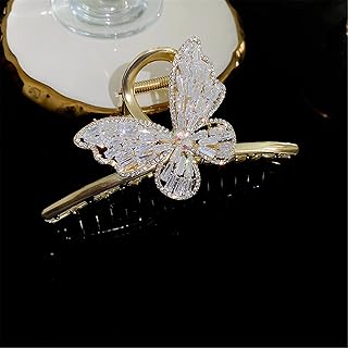 ZUOZUIYQ Clips de Garras, Accesorios para el Cabello, circón Mariposa diseño de Horquilla agarrando Cabello tiburón Clip de Color Amarillo Color Amarillo Color Color Amarillo Claro Color Amarillo