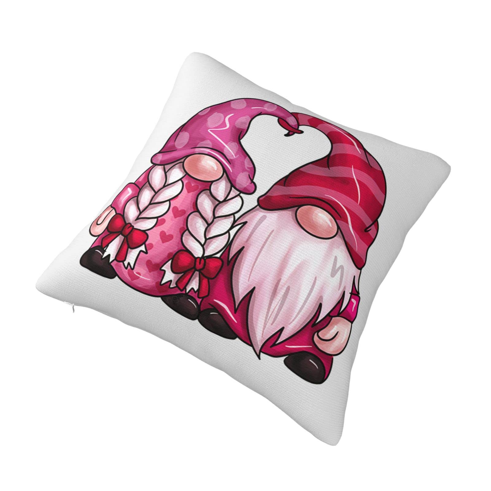 Love On Valentine's Day Cartoon Romantique Valentine Day GNOME Girl Coussin En Peluche Taie D'oreiller Housse De Coussin Taies D'oreiller Carrées Housses D'impression Double Face 18"x18