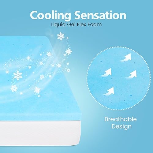 Miniatura 6 de PayLessHere Cubrecolchón de espuma viscoelástica de gel de 2 pulgadas, con certificado CertiPUR-US, fácil de limpiar, (tamaño individual)