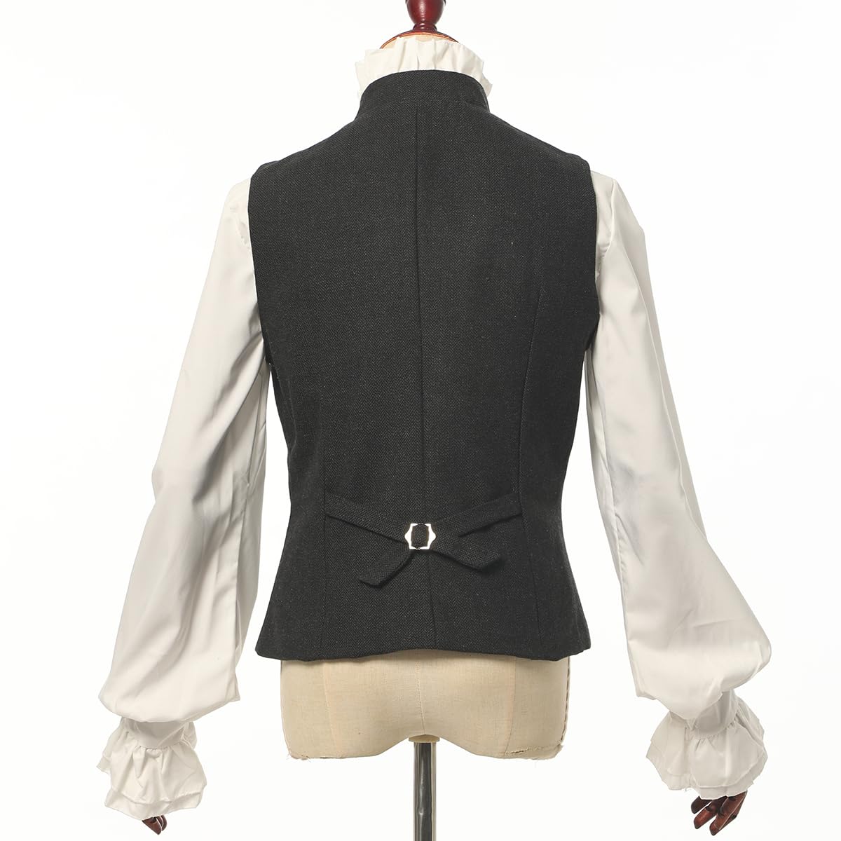 CAMDOM Gilet da donna vintage anni '50, in tweed, slim fit, con scollo a V, doppiopetto, con tasche, senza maniche, giacche