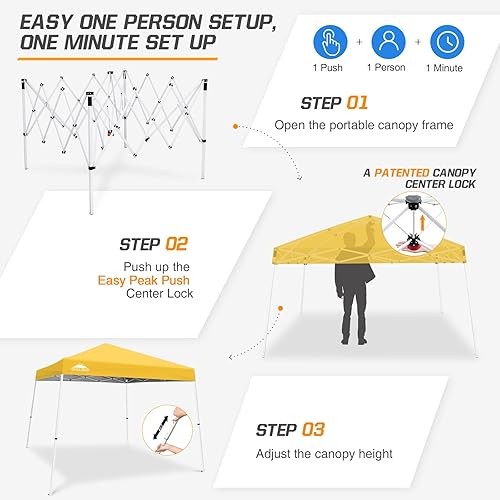 Vista 140 de EAGLE PEAK Tienda de campaña desplegable de pierna inclinada de 8 x 8 pulgadas, fácil instalación para una persona, toldo de playa al aire libre