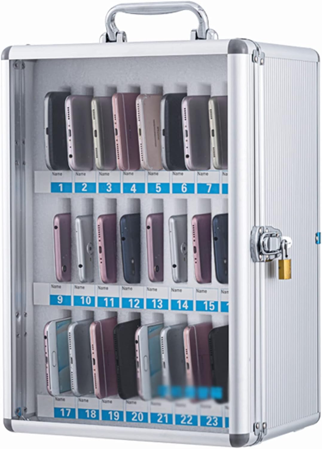 Caja de almacenamiento de teléfonos móviles para aulas escolares y salas de reunión