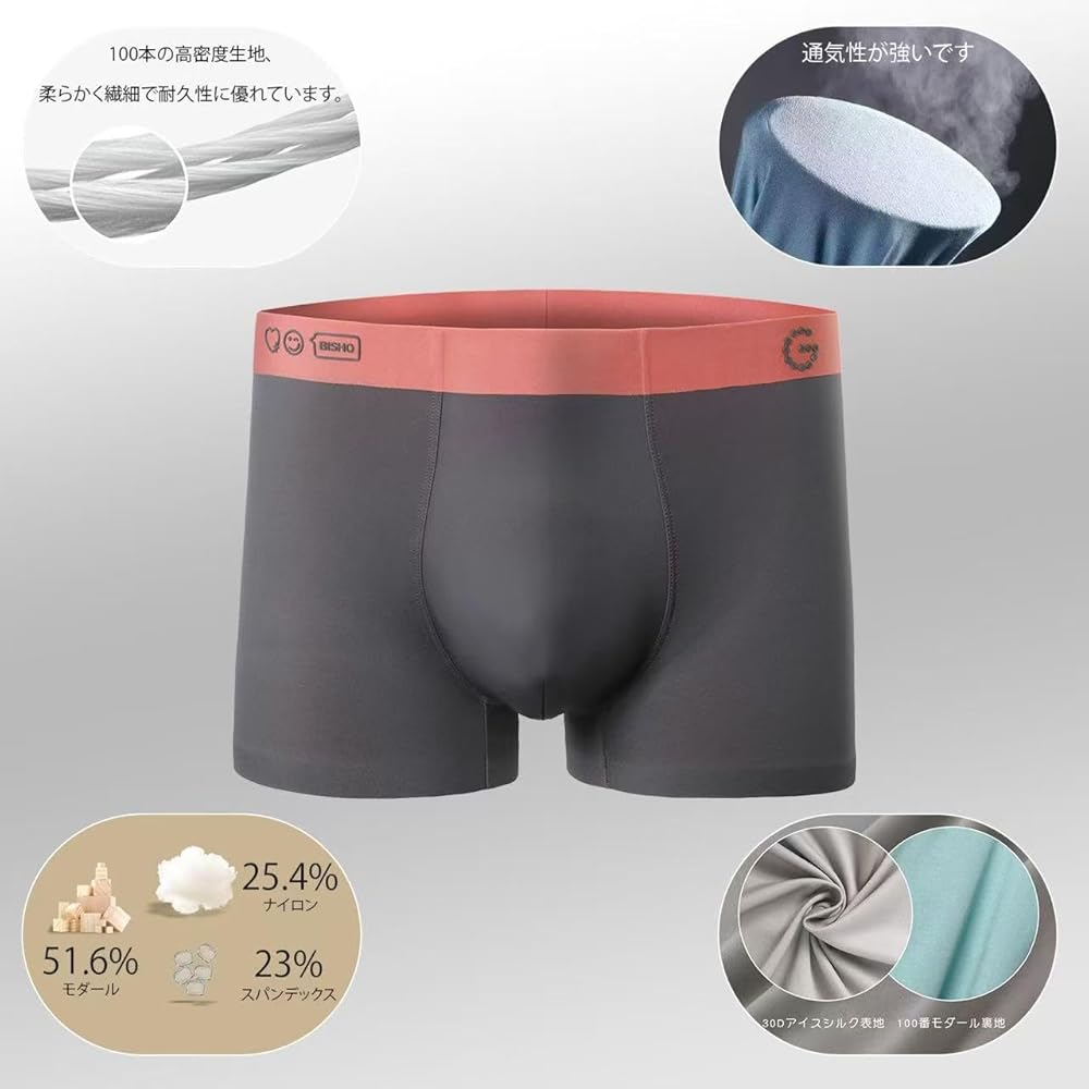 Amazon | [BISHO 美翔] メンズ ボクサーパンツ 吸汗速乾